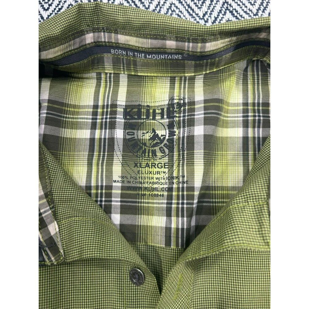 KUHL Men's Green Short Sleeve Button-Up Shirt XL Plaid Collar Outdoor Wear - Picture 2 of 4